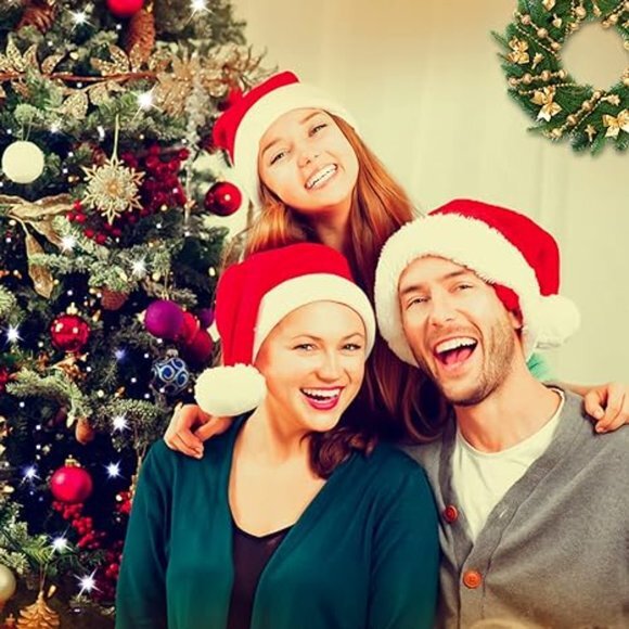 6 Pcs Santa Hat, Christmas Hat, Xmas Holiday Hat for Unisex Adults, Extra Thicke - Picture 6 of 6